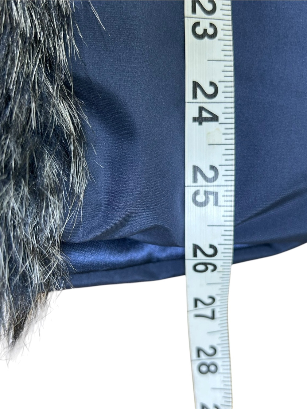 SOFT SURROUNDINGS Navy Puffer Vest Faux Fur Trim Collar Full Zip Women’s Small - Picture 10 of 10